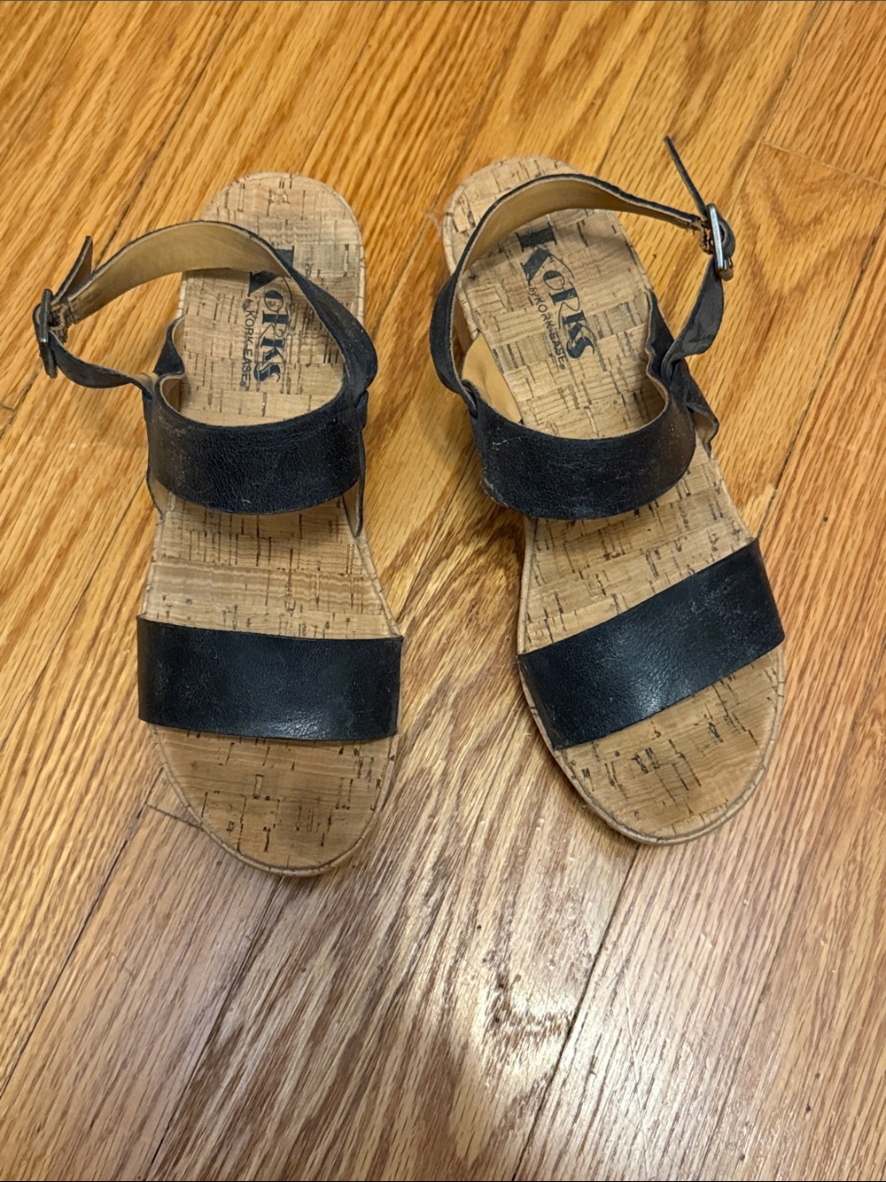 Korks Austin Black Cork Footbed Sandals Size 8